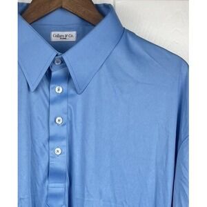 Collars & Co Polo Shirt Mens 2XL Light Blue Dress Collar Short Sleeve NEW